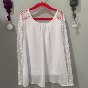 white lace sleeve shirt